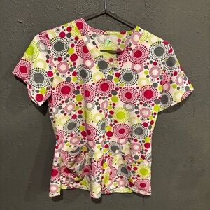 Women’s GT Performance Colorful Circle Pattern Scrub Top